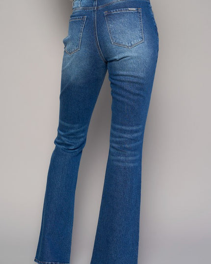 HIGH RISE FRONT SLIT SLIM BOOT JEANS - Sleekdenim.com