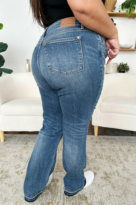 Judy Blue Full Size Mid Rise Release Hem Dad Jeans | Sleekdenim.com