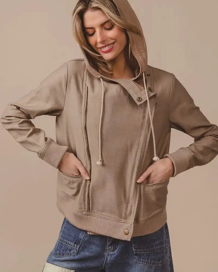 BiBi Textured Woven Rider Jacket - Sleekdenim.com