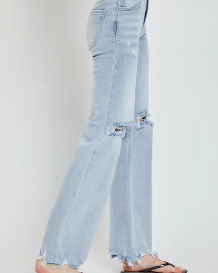 RISEN Full Size High Rise Distressed Wide Leg Jeans - Sleekdenim.com