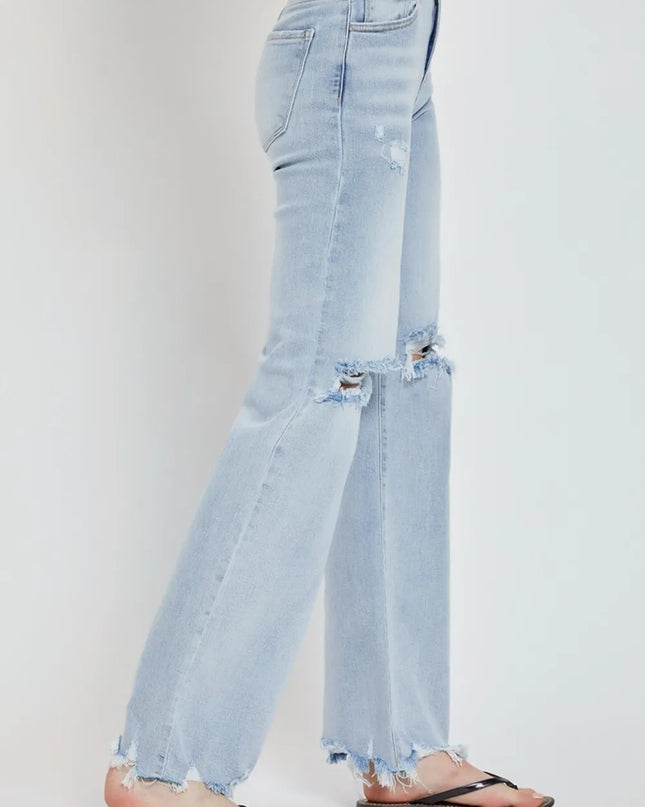 RISEN Full Size High Rise Distressed Wide Leg Jeans - Sleekdenim.com