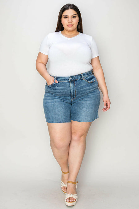 Judy Blue Full Size High Waist Slim Denim Shorts | Sleekdenim.com