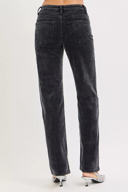 RISEN Tummy Control Mid Rise Straight Leg Corduroy Pants - Sleekdenim.com