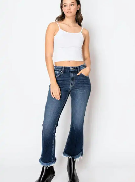 Artemis Vintage AT1018FLDNT Colle High Rise Crop Flare Jeans - Sleekdenim.com