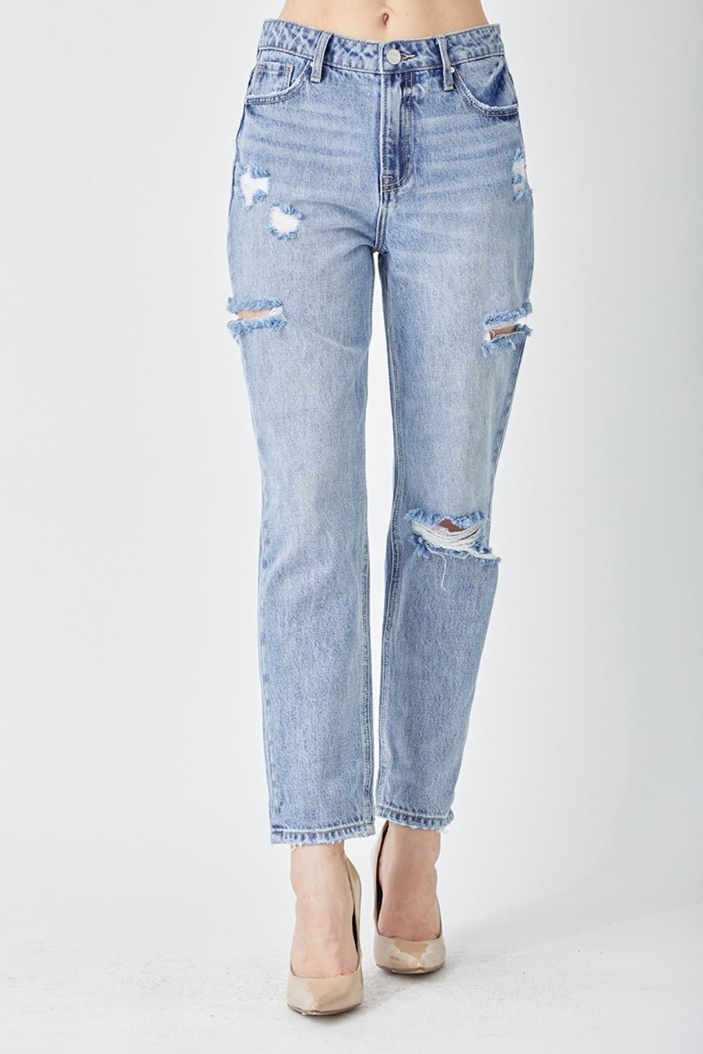 RISEN Distressed Slim Cropped Jeans | Sleekdenim.com