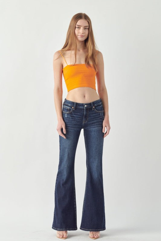 AT1054FLD Mid Rise Stretch Super Flare Jeans - Sleekdenim.com