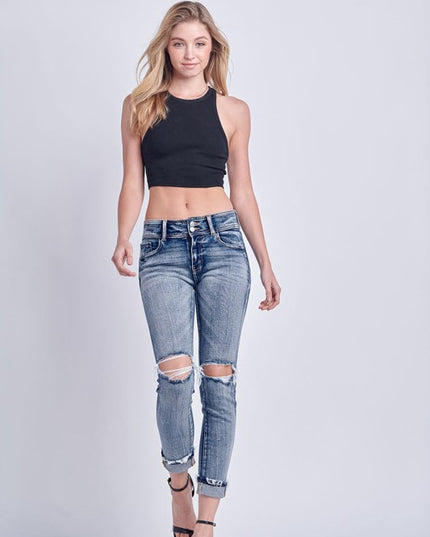 AT3000M Mid Rise Stretch Ankle Cigarette Jeans - Sleekdenim.com