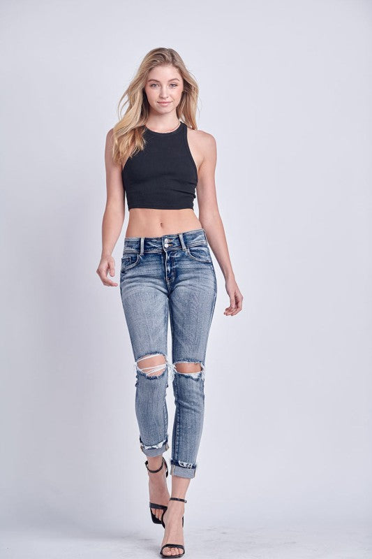 AT3000M Mid Rise Stretch Ankle Cigarette Jeans - Sleekdenim.com