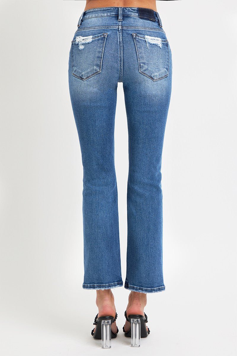 RISEN Full Size Mid Rise Ankle Straight Jeans with Pockets | Sleekdenim.com