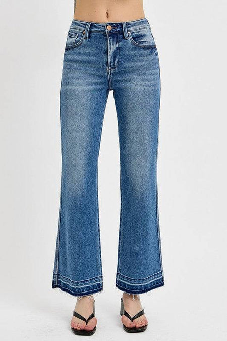 RISEN Full Size Raw Hem Ankle Bootcut Jeans Plus Size | Sleekdenim.com