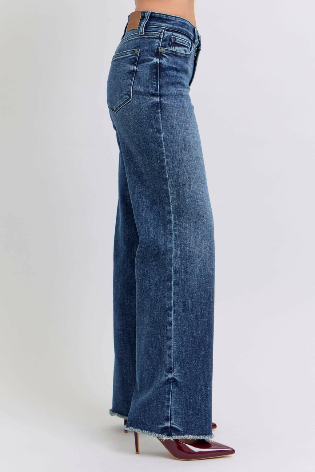 Judy Blue Full Size Raw Hem Mid Rise Jeans.