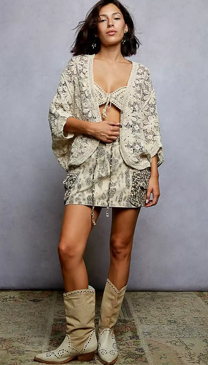 POL Crochet Knit Lightweight Cardigan - Sleekdenim.com