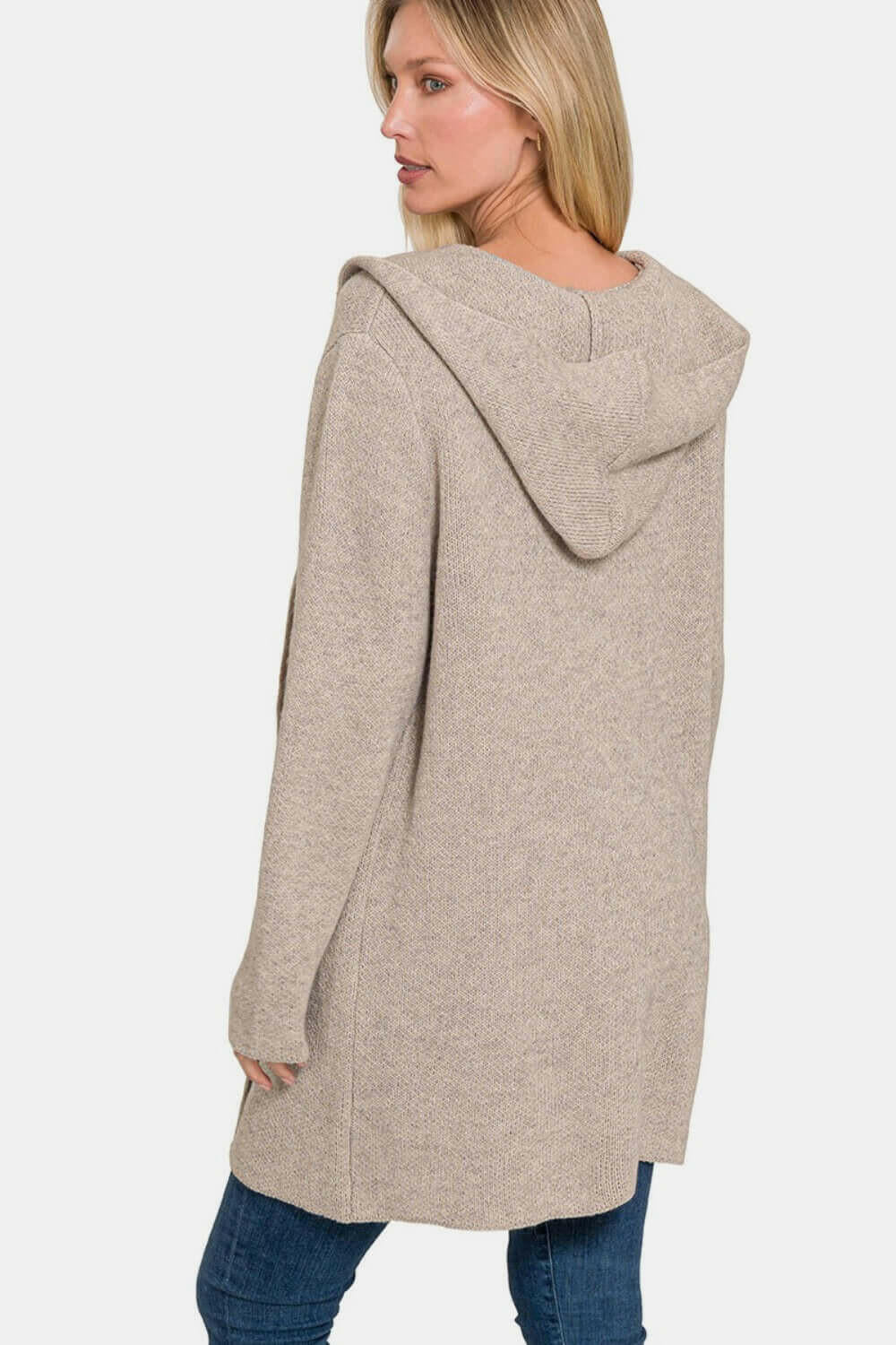 Zenana Hooded Open Front Sweater Cardigan | Sleekdenim.com