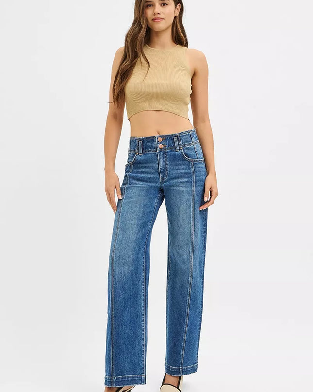 RISEN Mid Rise Fit Wide Baggy Jeans - Sleekdenim.com