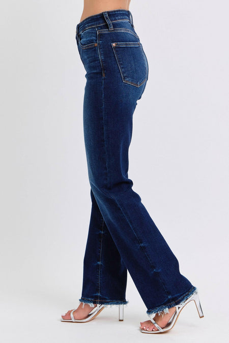 Judy Blue Full Size Raw Hem Straight Leg Jeans.