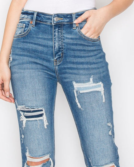 AT1002MT Tummy Control High Rise Straight Jeans - Sleekdenim.com