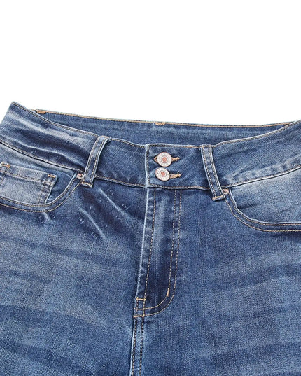 High Waist Distressed Straight Leg Jeans - Sleekdenim.com