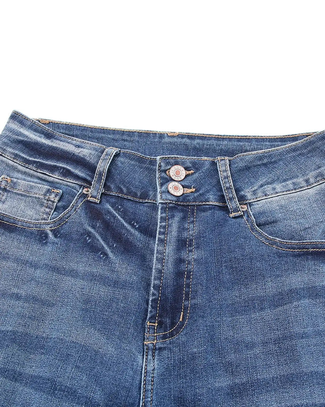 High Waist Distressed Straight Leg Jeans - Sleekdenim.com