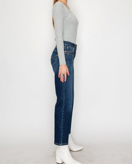 AT1029STD - High Rise Ankle Straight Jeans - Weste - Sleekdenim.com