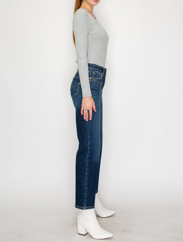 AT1029STD - High Rise Ankle Straight Jeans - Weste - Sleekdenim.com