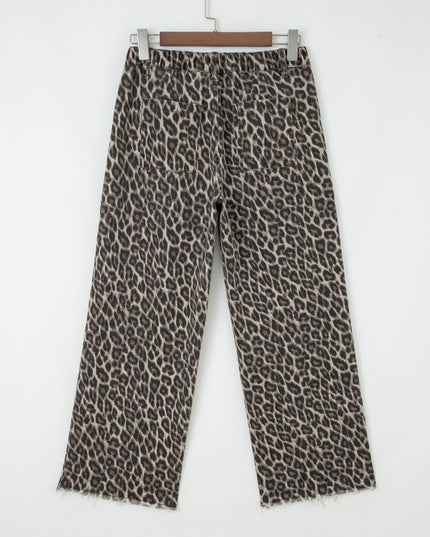 Leopard Denim Straight Leg Jeans - Sleekdenim.com
