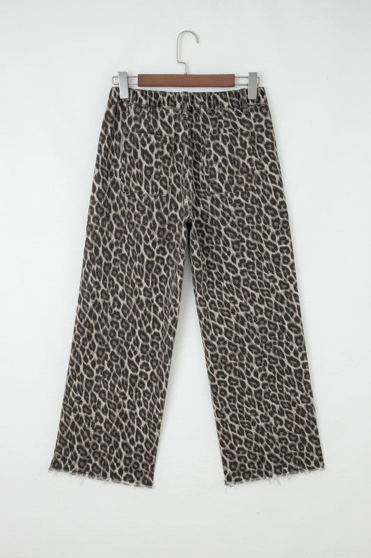 Leopard Denim Straight Leg Jeans - Sleekdenim.com