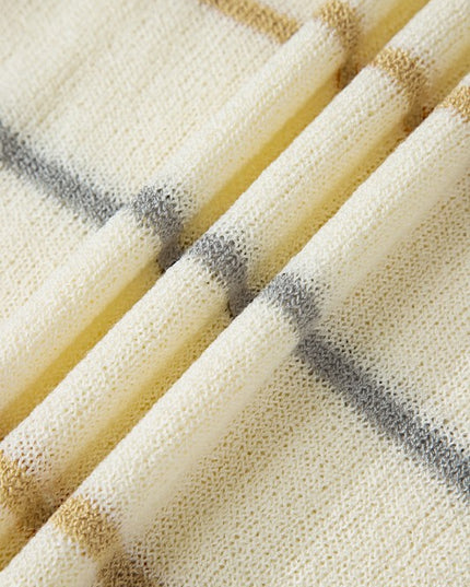 Stripe Ribbed Trim Drop Shoulder Sweater - Sleekdenim.com