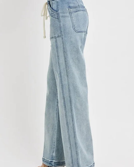 RISEN Full Size Straight Leg Jeans with Pockets Plus Size - Sleekdenim.com