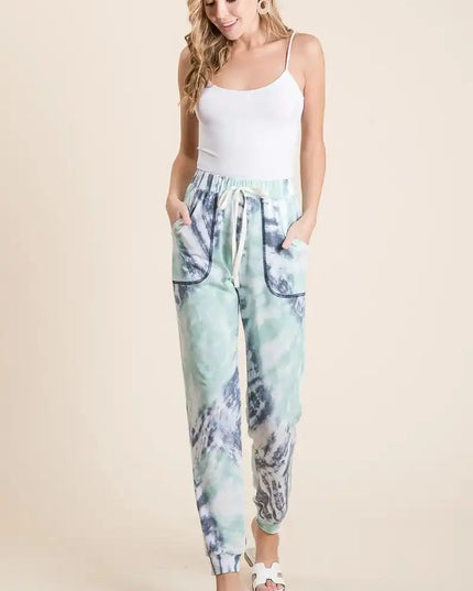 BiBi Tie Dye French Terry Casual Sweat Pants - Sleekdenim.com