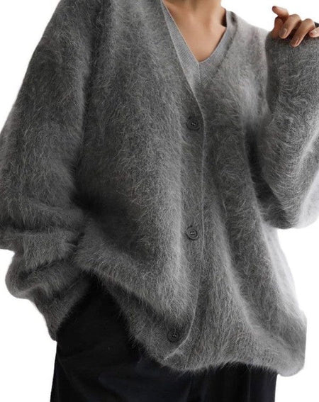 Fuzzy oversized button front cardigan | Sleekdenim.com