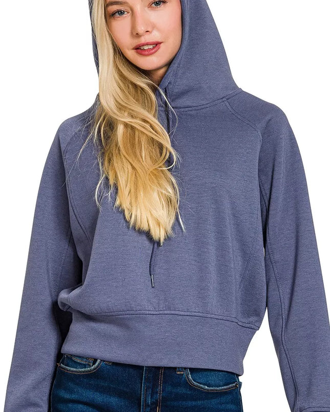 Zenana Drawstring Scuba Hoodie - Sleekdenim.com