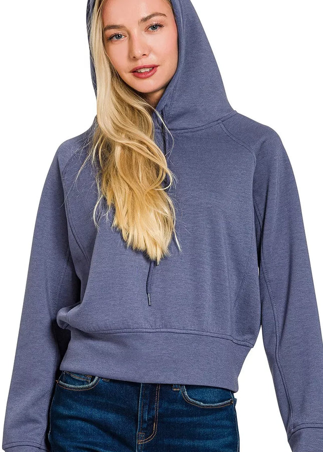 Zenana Drawstring Scuba Hoodie - Sleekdenim.com