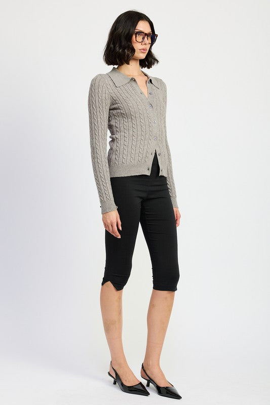 CABLE KNIT CARDIGAN TOP | Sleekdenim.com