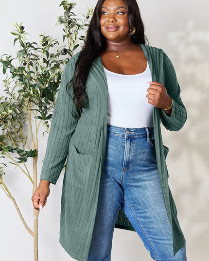 Basic Bae Full Size Hooded Sweater Cardigan - Sleekdenim.com
