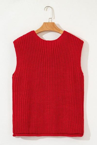 SPRING Textured Knit Buttoned Sweater Vest | Sleekdenim.com