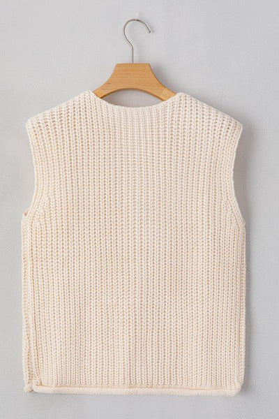 SPRING Textured Knit Buttoned Sweater Vest | Sleekdenim.com