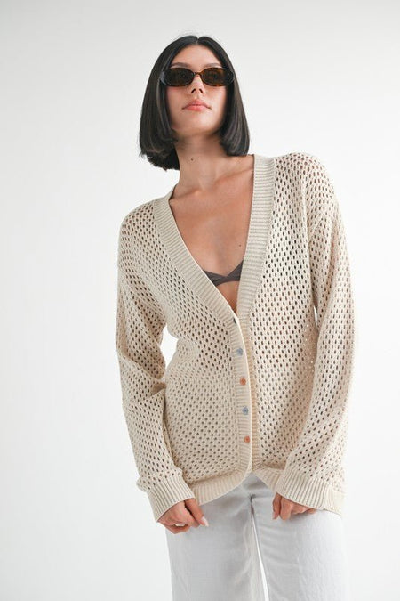 BUTTON UP CROCHET CARDIGAN | Sleekdenim.com