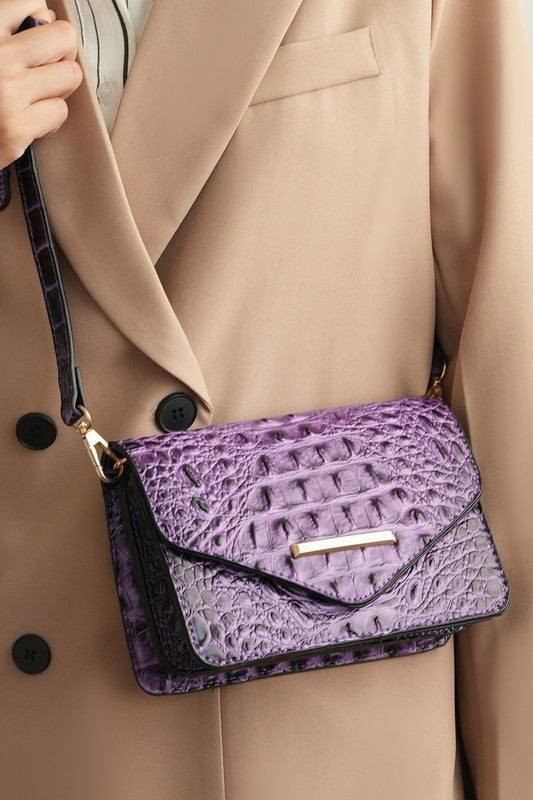 MKF Vanta Solid Croc-Embossed Saddle Bag by Mia K - Sleekdenim.com