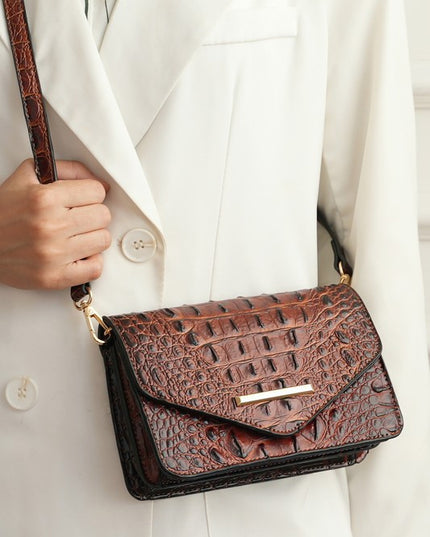 MKF Vanta Solid Croc-Embossed Saddle Bag by Mia K - Sleekdenim.com