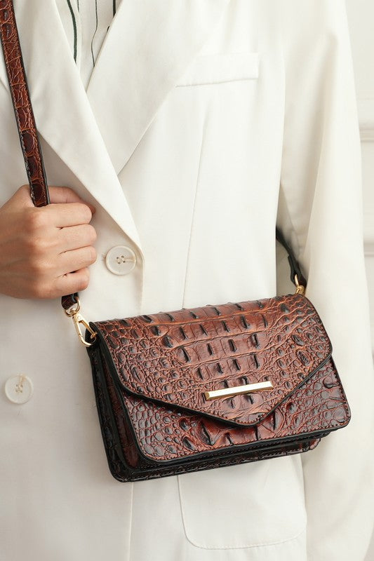 MKF Vanta Solid Croc-Embossed Saddle Bag by Mia K - Sleekdenim.com