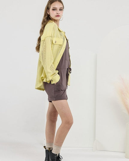 Plus Boho Crochet Lace Button Down Cotton Shacket - Sleekdenim.com