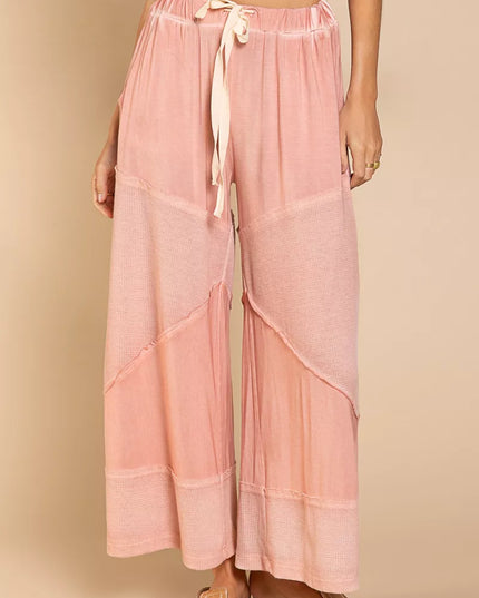POL Elastic Waistband Wide Leg Pants with Drawstring - Sleekdenim.com