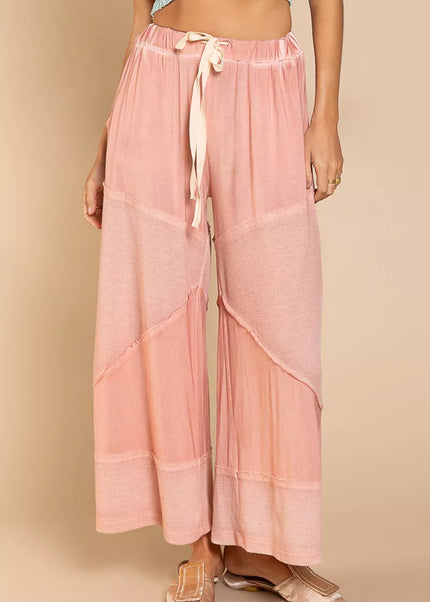 POL Elastic Waistband Wide Leg Pants with Drawstring - Sleekdenim.com