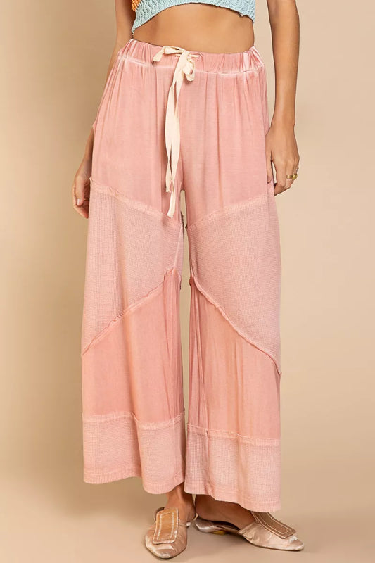 POL Elastic Waistband Wide Leg Pants with Drawstring - Sleekdenim.com
