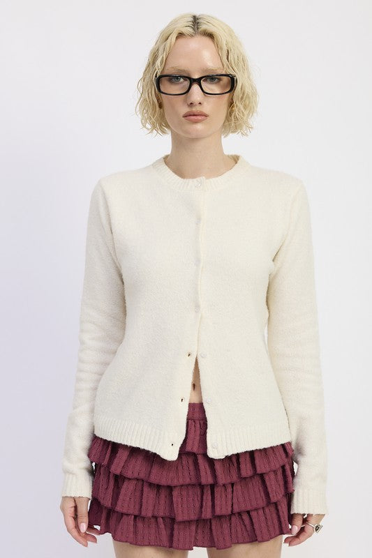 FITTED BUTTON UP CARDIGAN - Sleekdenim.com