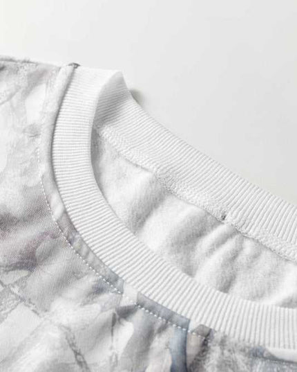 Abstract Camo Pullover & Drawstring Shorts Set - Sleekdenim.com