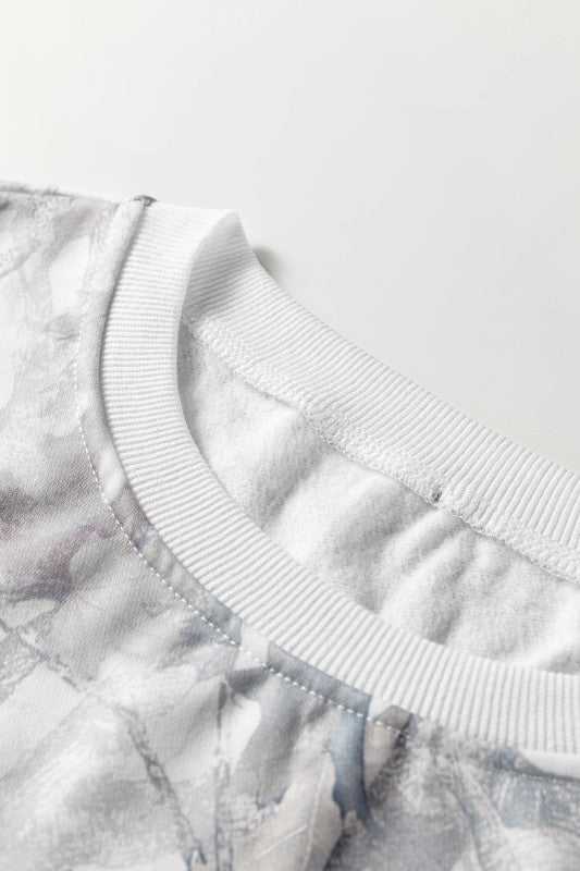 Abstract Camo Pullover & Drawstring Shorts Set - Sleekdenim.com