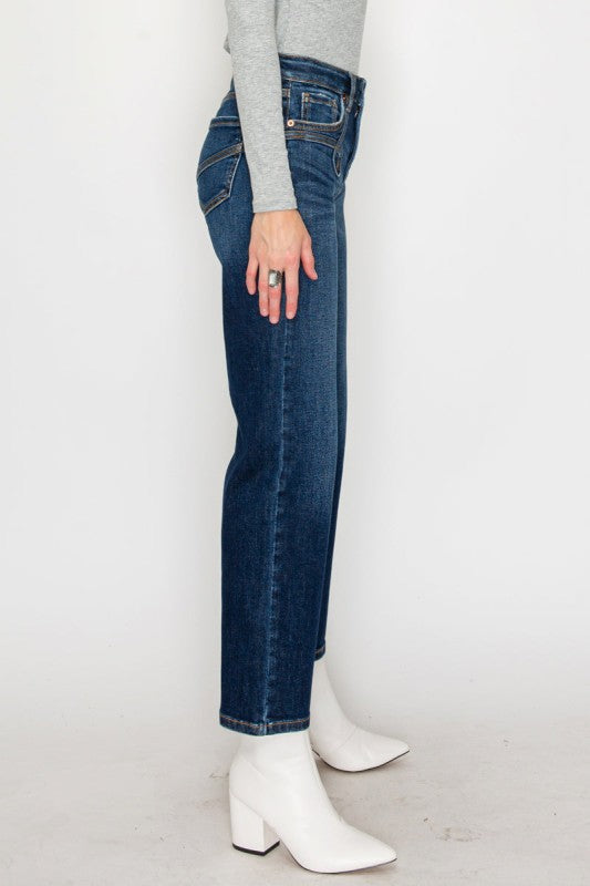 AT1029STD - High Rise Ankle Straight Jeans - Weste - Sleekdenim.com