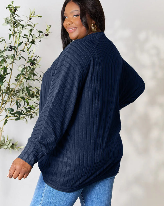 Basic Bae Full Size Ribbed Cocoon Cardigan - Sleekdenim.com