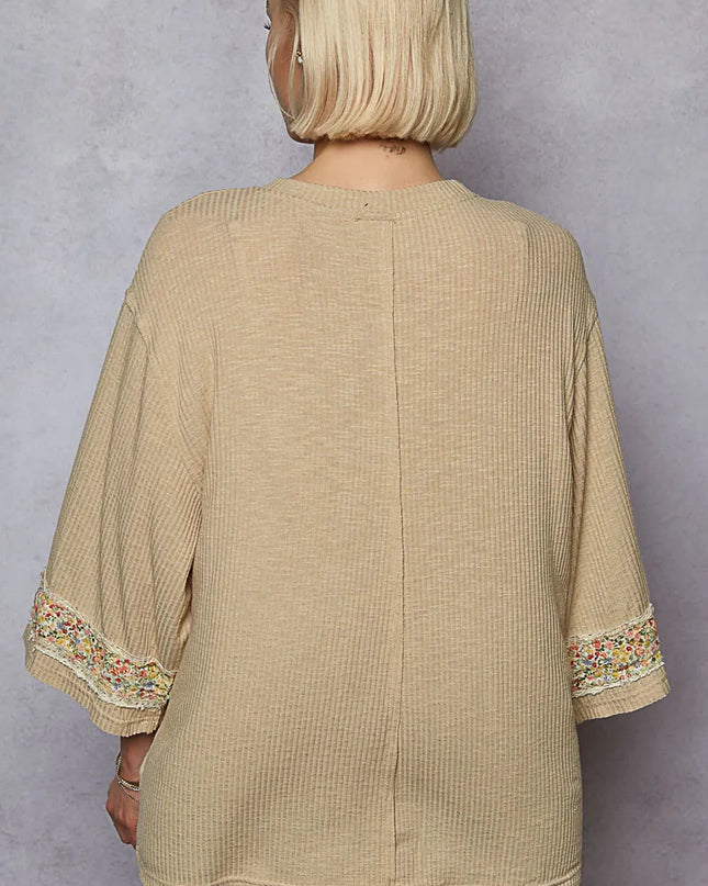 POL Floral Peace Patch Drop Shoulder T-Shirt - Sleekdenim.com